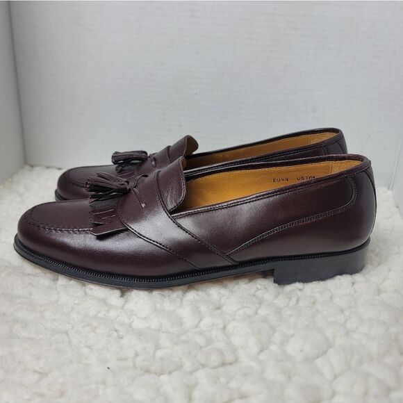 Massimo Emporio Tassel Loafers Mens 10.5 Burgundy Leather Made in Spain Unworn main image 4